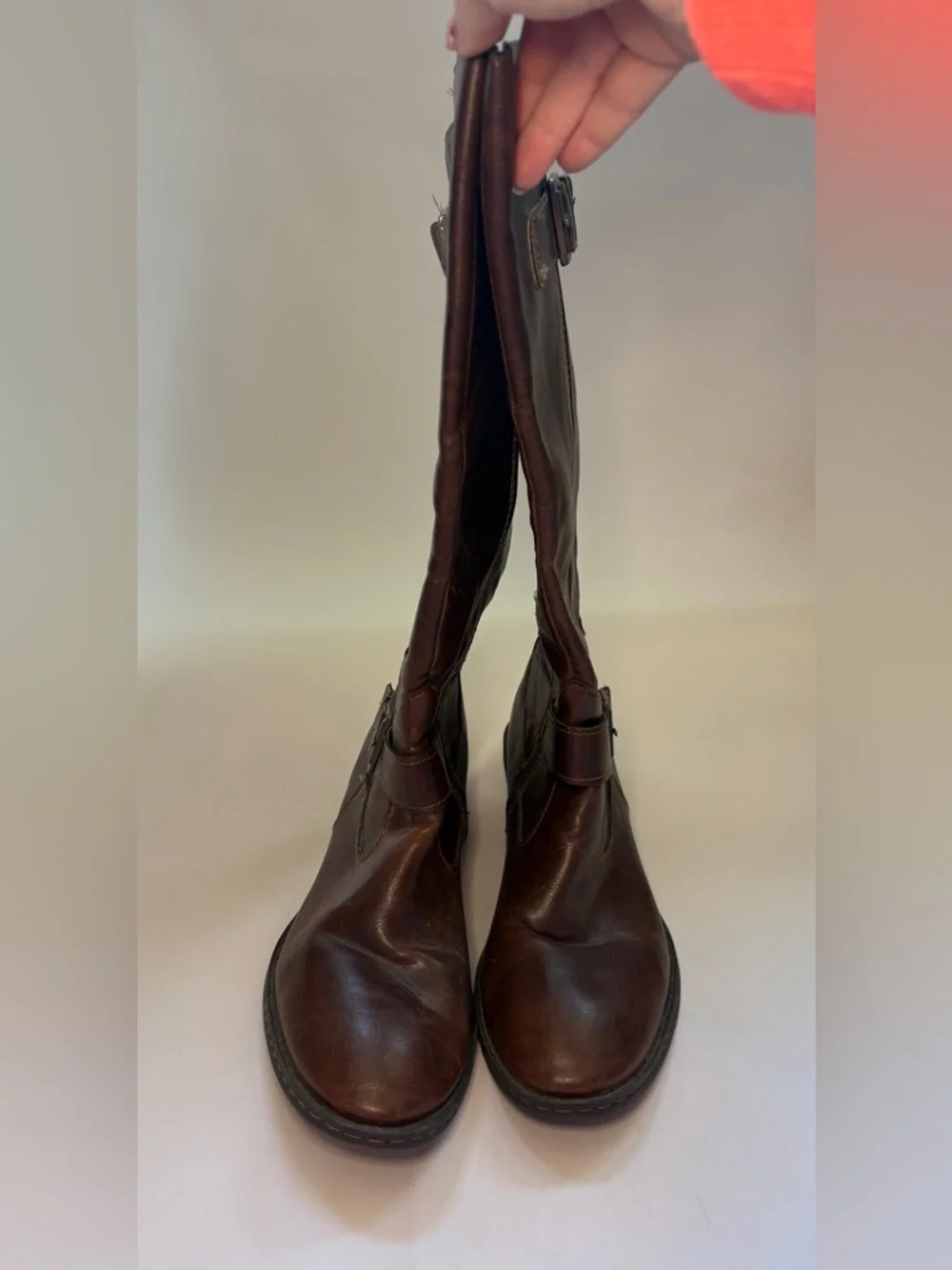 b.o.c. Lampards Dark Brown Leather‎ Over-the-Knee Buckle Boots Size 10
